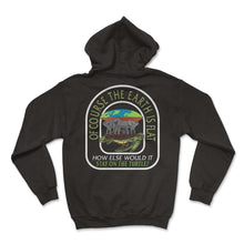 Load image into Gallery viewer, Earth Shirt, Of Course The Earth Is Flat Turtle Elephant Tee, Space - Hoodie - Black