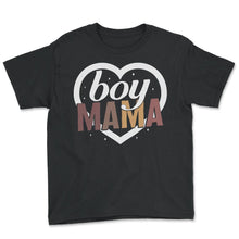 Load image into Gallery viewer, Mother Shirt, Boy Mama Heart Tee, Mom Of Boys, Favorite Best Mom - Youth Tee - Black