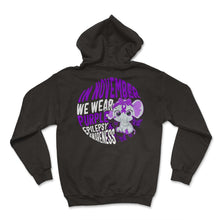 Load image into Gallery viewer, Epilepsy Awareness Shirt, In November We Wear Purple Elephant Tee, - Hoodie - Black