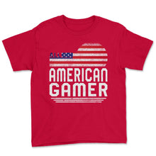 Load image into Gallery viewer, 4th Of July Shirt, All American Gamer USA America Flag Independence - Youth Tee - Red