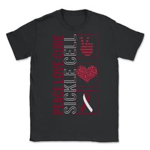 Load image into Gallery viewer, Peace Love Cure Sickle Cell T Shirt - Unisex T-Shirt - Black
