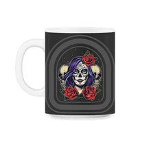 Load image into Gallery viewer, Dia De Los Muertos Shirt, Sugar Skulls Floral Women Skull Skeleton - 11oz Mug - Black on White