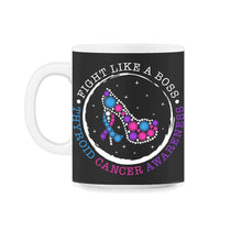 Load image into Gallery viewer, Thyroid Cancer Awareness Shirt, Fight Like A Boss Heels Ribbon Funny - 11oz Mug - Black on White
