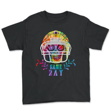 Load image into Gallery viewer, Game Day Funny Football Season Sugar Skull Wearing Helmet T-shirt For - Youth Tee - Black