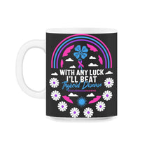 Load image into Gallery viewer, Thyroid Cancer Awareness Shirt, With Any Luck I'll Beat Rainbow - 11oz Mug - Black on White