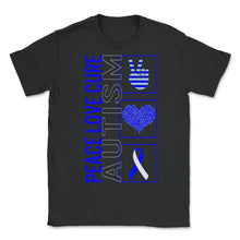 Load image into Gallery viewer, Peace Love Cure Autism T Shirt - Unisex T-Shirt - Black