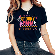 Load image into Gallery viewer, Thanksgiving Halloween Shirt, Spooky Mama Ghost Retro Tee, Spooky - Unisex T-Shirt - Black
