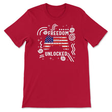 Load image into Gallery viewer, 4th Of July Shirt, Freedom Unlocked Controller Flag Funny - Unisex T-Shirt - Red