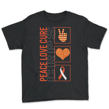 Load image into Gallery viewer, Peace Love Cure CRPS T Shirt - Youth Tee - Black
