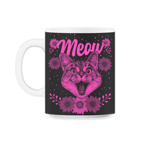 Load image into Gallery viewer, 80's Neon Cat Meow Shirt, Cat Lover Gift Tee, Furry Animals 1980's - 11oz Mug - Black on White
