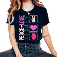 Load image into Gallery viewer, Dialysis Nurse Shirt, Peace Love Kidney Design Tee, Dialysis - Unisex T-Shirt - Black