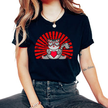 Load image into Gallery viewer, Valentines Day Shirt, Cat Cute Heart Sunglasses Valentines Tee, - Unisex T-Shirt - Black