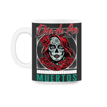Load image into Gallery viewer, Dia De Los Muertos Shirt, Garbancera Catrina Flores Floral Skull - 11oz Mug - Black on White