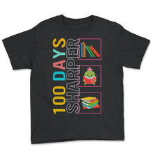 Load image into Gallery viewer, School Shirt, 100 Days Sharper Reading Cactus Cute Tee, Back To - Youth Tee - Black
