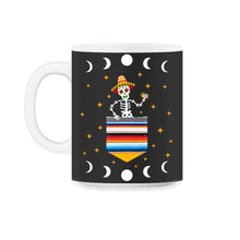 Load image into Gallery viewer, Cinco De Mayo Shirt, Skeleton Calaca Blanket Pocket, May 5th Serape - 11oz Mug - Black on White