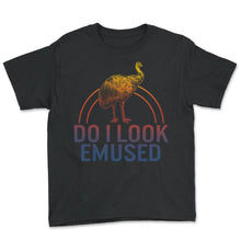 Load image into Gallery viewer, Australian Emu Shirt, Do I Look Emused, Funny Animal Cute Australian - Youth Tee - Black