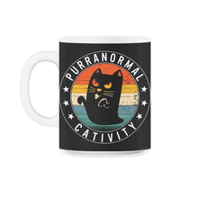 Load image into Gallery viewer, Purranormal Cativity Shirt, Cat Ghost Tee, Funny Cat Halloween - 11oz Mug - Black on White