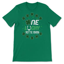 Load image into Gallery viewer, Funny St Patricks Day Gift for PreK Kinder One Lucky Rottie Mama T - Unisex T-Shirt - Kelly Green