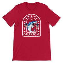 Load image into Gallery viewer, 4th Of July Shirt, Murica Shark America Flag Funny Independence Day - Unisex T-Shirt - Red