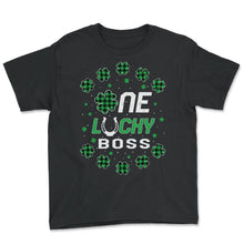 Load image into Gallery viewer, Funny St Patricks Day Gift for PreK Kinder One Lucky Boss T Shirt - Youth Tee - Black