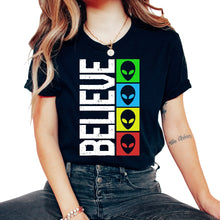 Load image into Gallery viewer, Alien Shirt, Believe Alien Design Tee, Extraterrestrial Science Lover - Unisex T-Shirt - Black