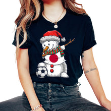 Load image into Gallery viewer, Soccer Boy Dabbing Snowman Christmas Jersey Japan Shirt, Football - Unisex T-Shirt - Black