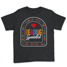 Load image into Gallery viewer, Reading Shirt, Reading Specialist Loving Kind Reliable Fun - Youth Tee - Black