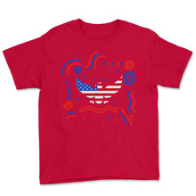 Load image into Gallery viewer, 4th Of July Shirt, Independence Day, USA Flag Eagle Mullet Freedom - Youth Tee - Red