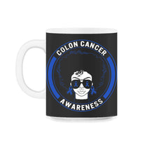 Load image into Gallery viewer, Colon Cancer Awareness Shirt, Black Girl Graphic Blue Ribbon Tee, - 11oz Mug - Black on White