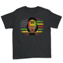 Load image into Gallery viewer, Black Lives Matter Shirt, 1865 Juneteenth Tee, Hair Black Women, - Youth Tee - Black
