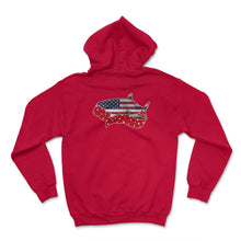 Load image into Gallery viewer, 4th Of July Shirt, Shark America Flag Fishing Diving Jawsome - Hoodie - Red