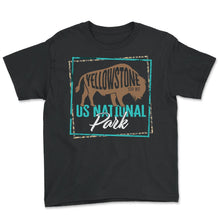 Load image into Gallery viewer, Yellowstone Bison Buffalo Shirt, US National Park Shirt, Hiking - Youth Tee - Black