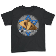 Load image into Gallery viewer, Purim Shirt, Got Hamantashen Costume Tee, Haman Hebrew Jewish Holiday - Youth Tee - Black