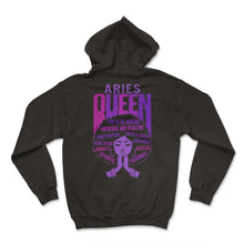 Load image into Gallery viewer, Aries Queen Shirt, African American Women Zodiac Sign Tee, Horoscope - Hoodie - Black
