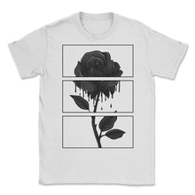 Load image into Gallery viewer, Gothic Shirt, Bleeding Black Rose Soft Grunge Vintage Tee, Aesthetic - Unisex T-Shirt - White
