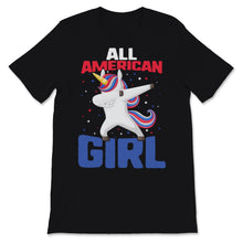 Load image into Gallery viewer, All American Girl Cute Dabbing Unicorn 4th of July USA American