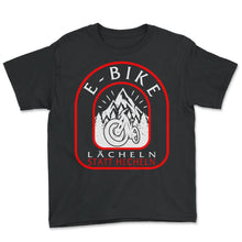 Load image into Gallery viewer, E-Bike Lächeln statt hecheln Shirt, Elektrofahrrad, Elektroradfahrer - Youth Tee - Black