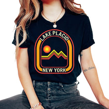 Load image into Gallery viewer, Mountain Shirt, Lake Placid New York Vintage Tee, Lake Vacation - Unisex T-Shirt - Black