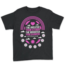 Load image into Gallery viewer, IVF Retrieval Day Shirt, The Greater Your Storm The Brighter Your - Youth Tee - Black