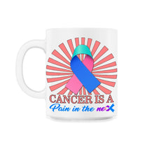 Load image into Gallery viewer, Thyroid Cancer Awareness Shirt, Cancer Is Pain In The Neck Ribbon - 11oz Mug - White