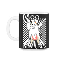 Load image into Gallery viewer, Halloween Shirt, Moo I Mean Boo Spooky Funny Ghost Cow Lover Gift, - 11oz Mug - Black on White