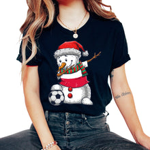 Load image into Gallery viewer, Soccer Boy Dabbing Snowman Christmas Jersey Poland Shirt, Football - Unisex T-Shirt - Black
