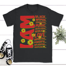 Load image into Gallery viewer, I Am Black Melanin Woman, Black Women Birthday Gifts, Birthday Girl - Unisex T-Shirt - Black