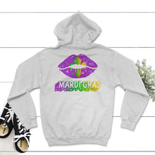Load image into Gallery viewer, Mardi Gras Shirt, Adult Mardi Gras Tee, New Orleans Gift, Womens Lips - Hoodie - White
