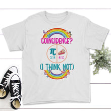 Load image into Gallery viewer, Pi Day Funny Coincidence, I Think Not A Pie, 3.14 Backwards 41.3, - Youth Tee - White