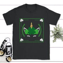 Load image into Gallery viewer, St. Patricks Day Shirt, Unicorn Face Irish Lucky Lover Gift, Four - Unisex T-Shirt - Black