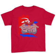Load image into Gallery viewer, 4th Of July Shirt, Independence Day Tee, USA Flag Mount Rushmore Bald - Youth Tee - Red