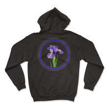 Load image into Gallery viewer, Flower Shirt, Purple Iris Flower Tee, Wildflower Iris Flower Lover - Hoodie - Black