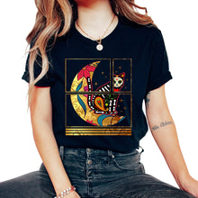 Load image into Gallery viewer, Dia De Los Muertos Shirt, Cat And Moon Sugar Skull Tee, Dead Animal - Unisex T-Shirt - Black