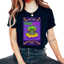 Load image into Gallery viewer, Mardi Gras Fleur De Lis Shirt, It's My Mardi Gras Birthday Y'all Tee, - Unisex T-Shirt - Black